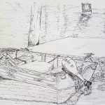 Moored Boat, Fiji; Pen & Ink on 300gsm Paper.